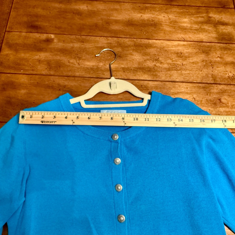 Fresh Twist Blue 3/4 Sleeve Cardigan‎ & Sleeveless Sweater Top Women's Size L - Picture 6 of 16
